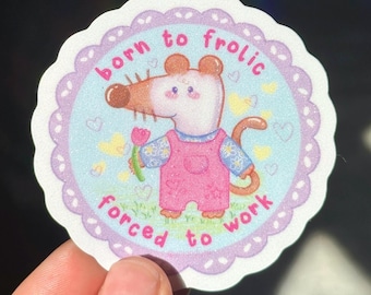Nostalgic Mouse Sticker: "Born to Frolic" Glitter Waterproof Vinyl Die Cut