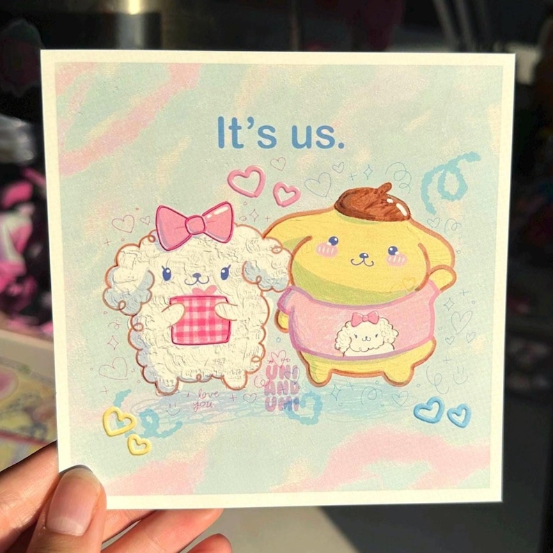 Kawaii Art Print: Pastel Japanese Character Illustration, 5x5 Mini ...