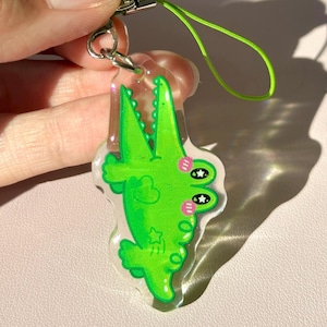 Big Alligator Charm: Challenges Croc Phone Charm, Acrylic Glitter Epoxy, Journal Accessories