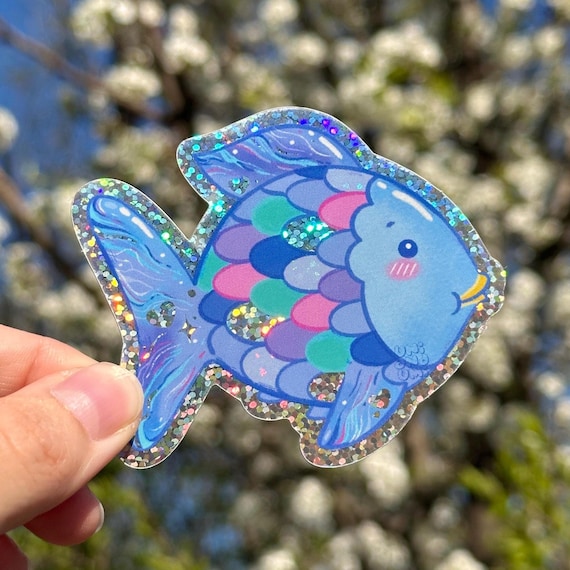 Glitter Fish Sticker: Waterproof Kawaii Stationery