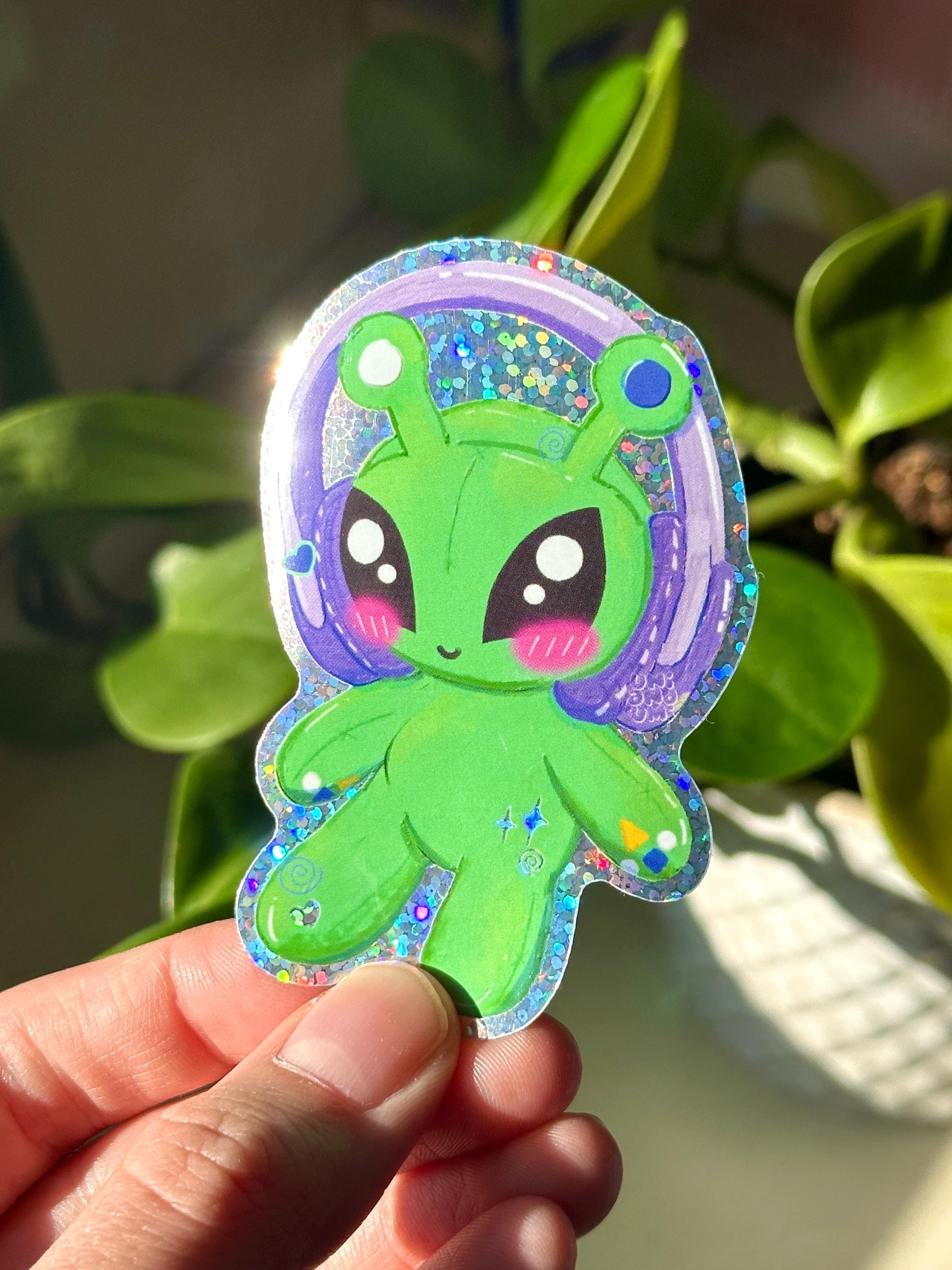 Alien Glorp Plushie Sticker: Cybercore Y2K Glitter Waterproof
