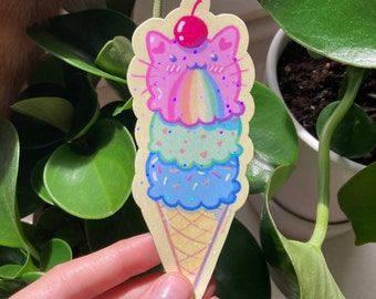 Cat Ice Cream Sticker | Foodimal Sticker - Waterproof Sticker - Vinyl Die Cut Sticker