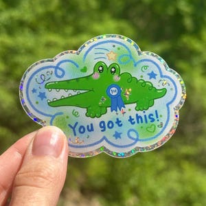 Alligator Challenge Aufkleber | Motivierender, Kawaii, spülmaschinenfester Aufkleber