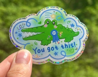 Crocodile Challenge Sticker | Motivational, Kawaii, Dishwasher Safe Sticker