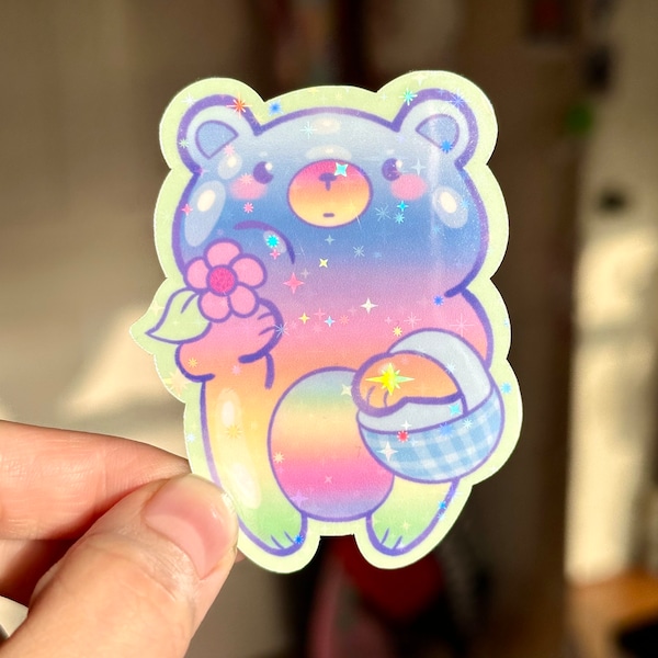 Picnic Bear Sticker | Kawaii Stickers - Spring Easter Sticker - Cute Bear Stationery- Waterproof Vinyl Sticker