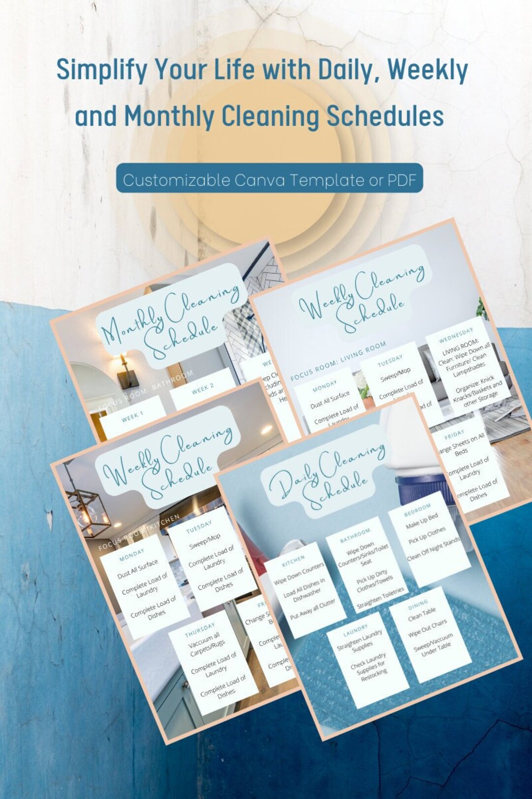 Digital Cleaning Schedule Canva Template, PDF, Household Tasks, Chore ...