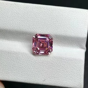 Certified pink moissanite diamond, VVS1 moissanite loose stone, asscher shape moissanite diamond, gift for her, gift for him, jewelry making