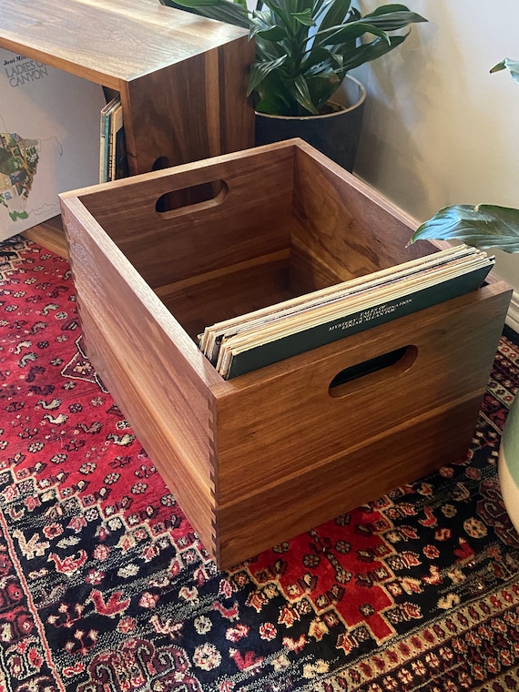 Dovetailed Vinyl Record Crates Made in Walnut Etsy