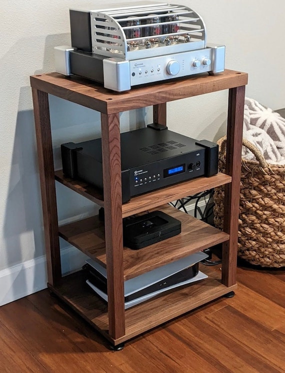 Thick Top Audio Rack With Adjustable Shelving