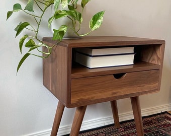 Mid-Century Modern Bedside table- Walnut