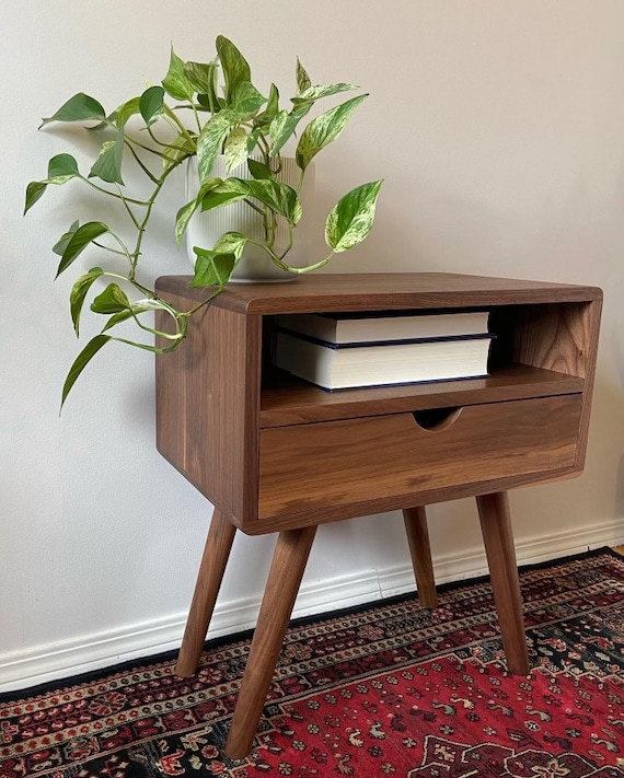Mid-century Modern Bedside Table Walnut - Etsy