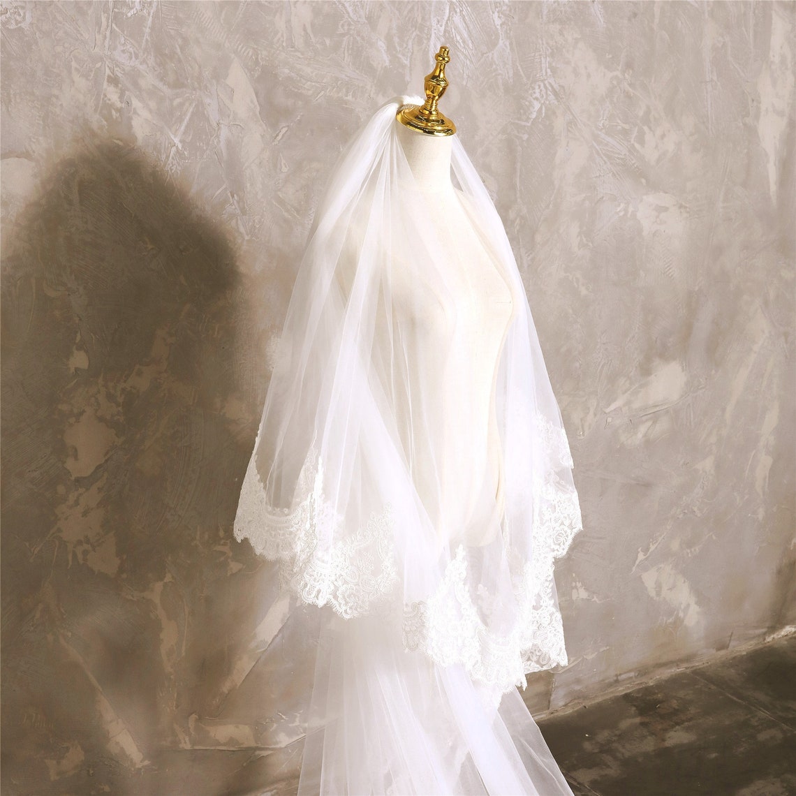 Handmade Lace Applique Veil Wedding Veil 2 Tier Veil Royal Etsy