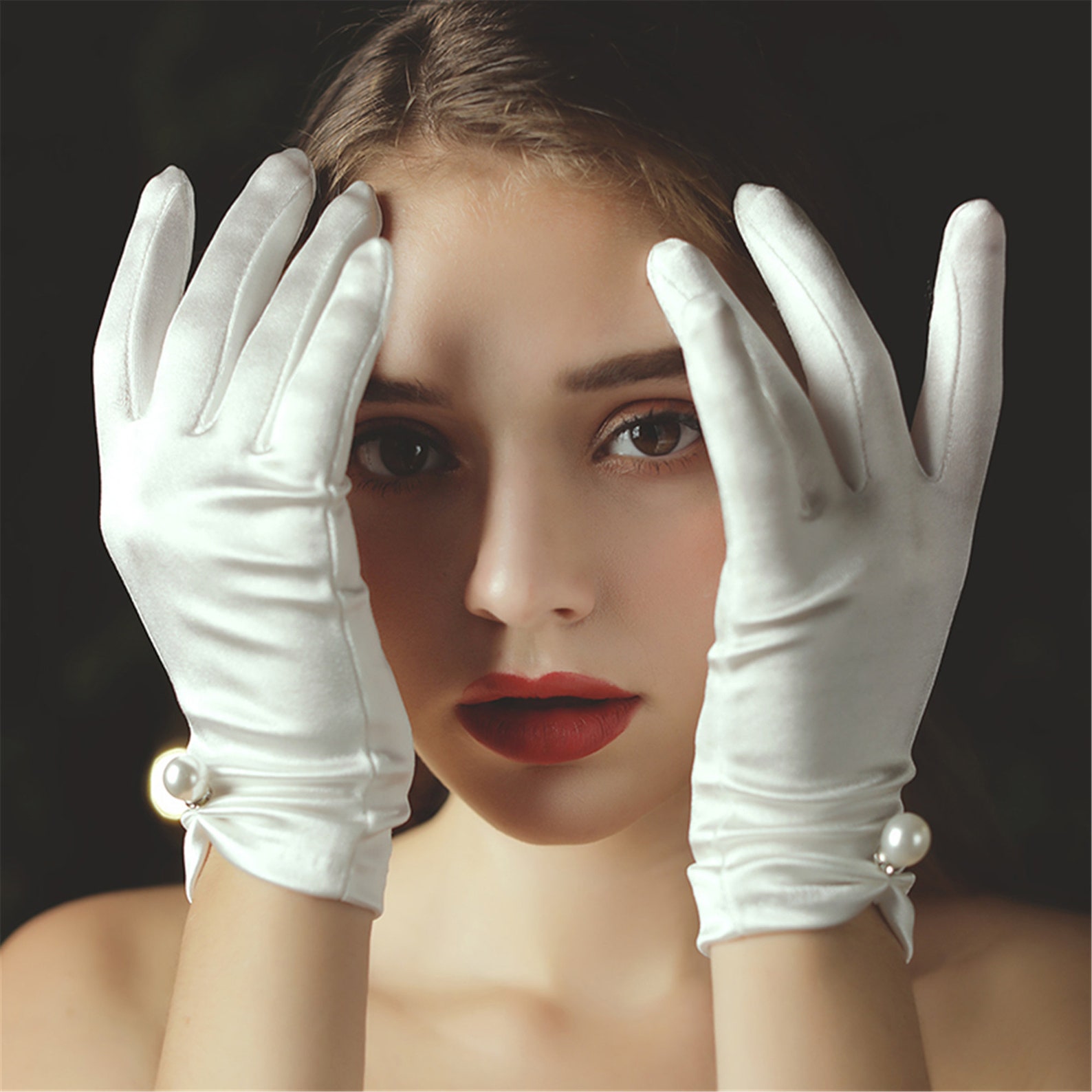 Women's Lace Gloves, Black Lace Gloves, Fngerless Gloves, Tea Party