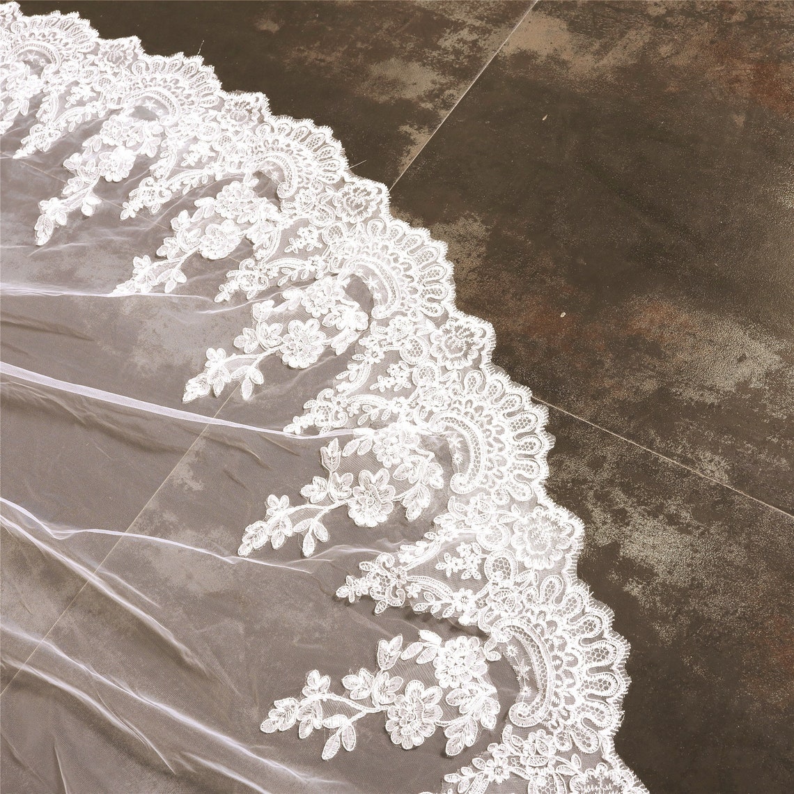 Handmade Lace Applique Veil Wedding Veil 2 Tier Veil Royal Etsy