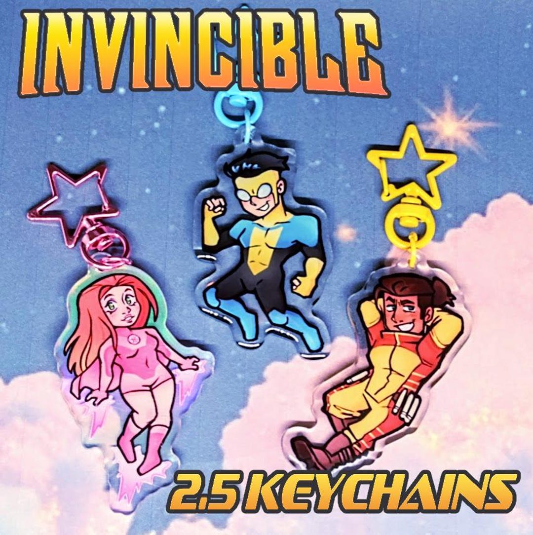 INVINCIBLE Keychains - Mark Grayson, Atom Eve, Rexsplode - Etsy