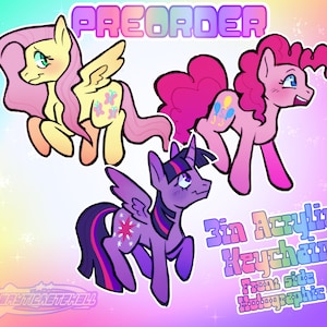 My Little Pony Keychains - Twilight Sparkle, Pinkiepie, Fluttershy, Rainbow Dash, Apple Jack, Rarity