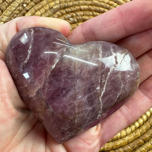 rare super 7 polished Crystal heart