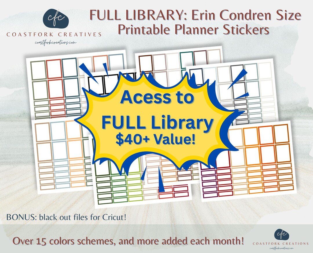 Full Library EC HP Colorful Boxes | BUNDLE Erin Condren Quarter Boxes ...