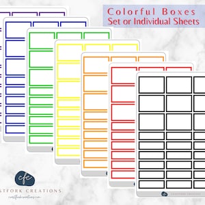 Primary Colors Quarter and Half Colorful Boxes Weekly Monthly Planner Stickers - Ready to Ship - Happy Planner Stickers - Bullet Journal