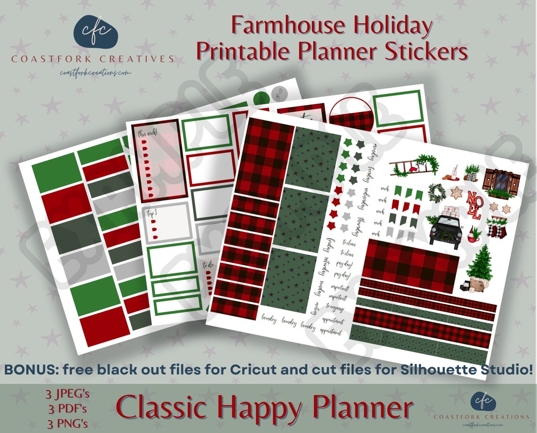 DD Farmhouse Holiday Weekly Printable Planner Stickers Cricut Kit ...