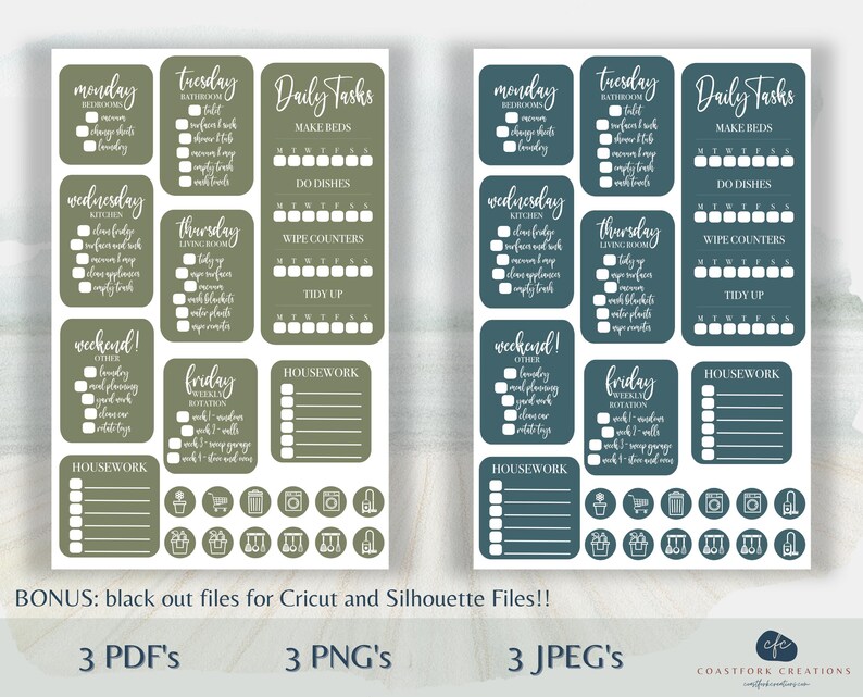 DD - Vertical Housework Planner Stickers - Boho 1 - Printable Stickers ...
