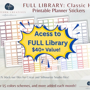 Full Library Classic HP Colorful Boxes BUNDLE | Happy Planner Quarter Box Printable Planner Stickers | Cricut Compatible