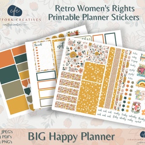 DD - Big Retro Women's Rights Weekly Printable Planner Stickers - Cricut Compatible - MAMBI BIG Happy Planner Stickers - Bullet Stickers