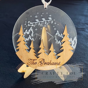 Santa over Trees Personalized Ornament
