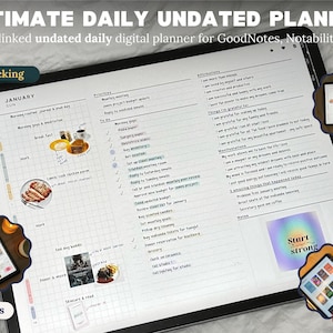 Dziennik That Girl, niedatowany cyfrowy codzienny planer, minimalistyczny, GoodNotes Planner Notability iPad Planner, cyfrowy dziennik, krajobraz 2025
