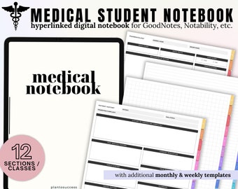 Digital Medical Notebook, 12-tab notebook, Medical Student Notes, Revision sheet, Disease Summary, Pharmacology Sheet, nurses, doctors,