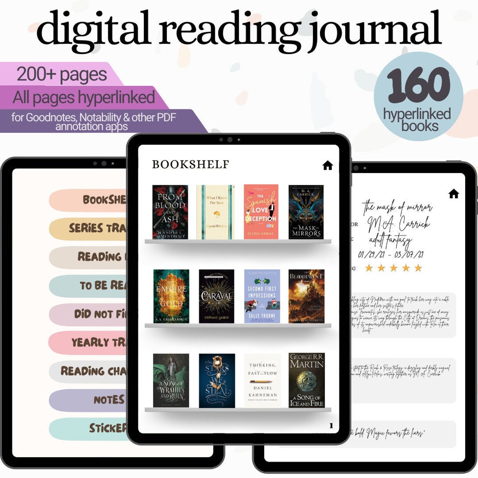 digital-reading-journal-digital-reading-planner-digital-etsy