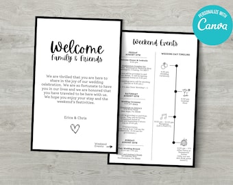 Etiqueta para la bolsa de bienvenida de la boda: Itinerario para los invitados (5,5 x 8,5") (Descarga digital)