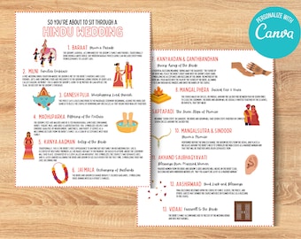 Plantilla de programa para ceremonia de boda hindú (Canva DIY)
