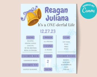 Letrero de primer cumpleaños de Winter ONE-derful Life (descarga digital)