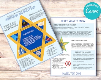 Printable Bar Mitzvah Program - Bar Mitzvah Program Template - Bar Mitzvah Ceremony - Jewish - Explanation - Editable -Instant Download