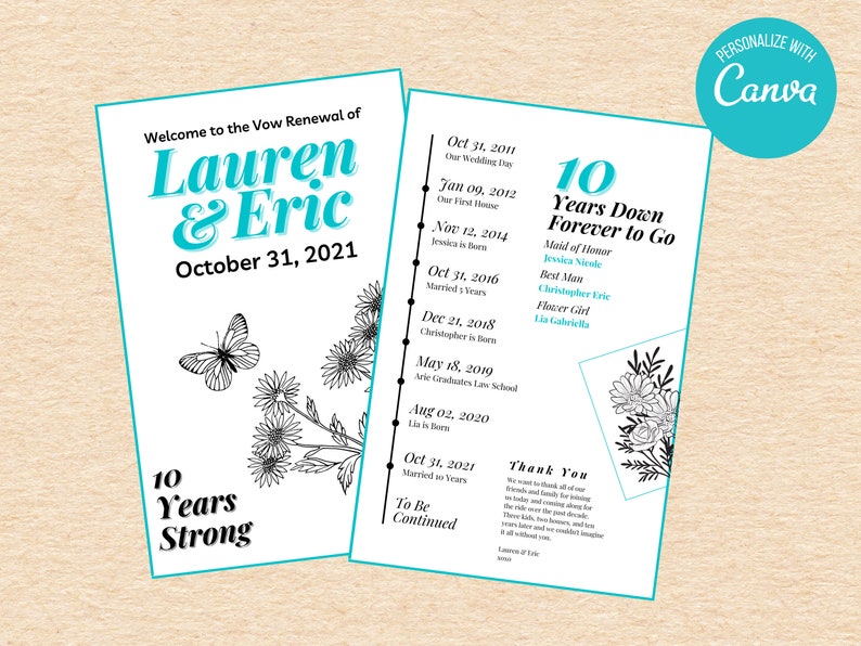 Printable Vow Renewal Programs Wedding Program Template Etsy Printable Vow Renewal Programs Wedding Program Template Etsy