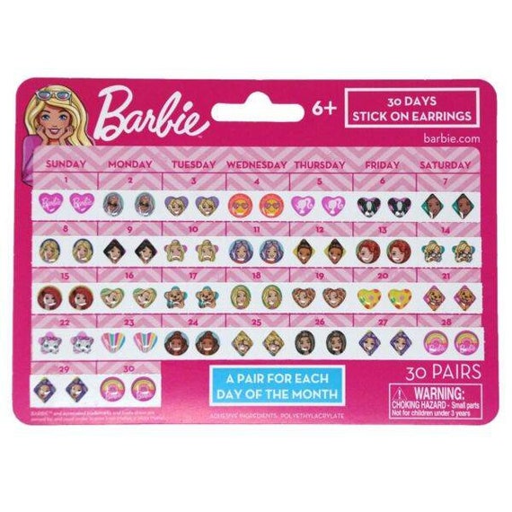 Barbie 30-day Stick on Earrings Skin Safe Stick on Earrings Party Favour  Earrings for Unpierced Ears Stocking Fillers 