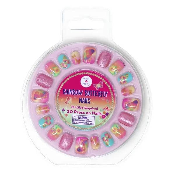 Rainbow Butterfly nail press on, girls nail press on, nail designs for girls ,False Nail Tips, Kids Fake Nail Art, Little Girls Manicure