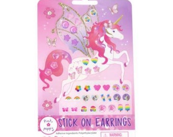 20 pairs unicorn princess stick on earrings Fashion non-piercing decorative earrings face decorative school book decorative ear safe