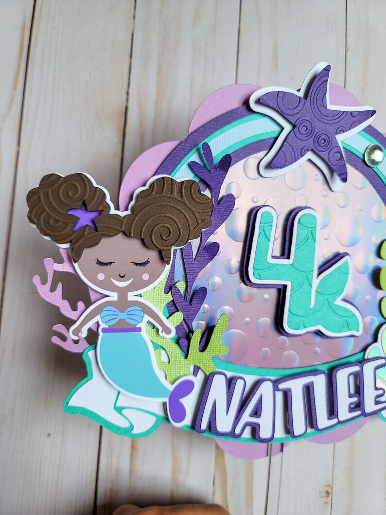 African American Mermaid Cake Topper, Mermaid Party Decor, Mermaid Birthday, Mermaid Party