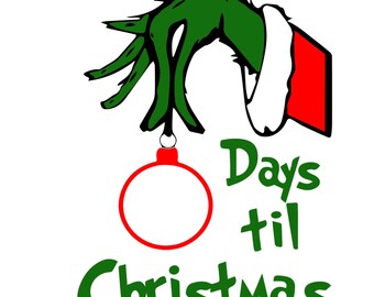 Grinch mano vuota giorni fino alla palla di Natale SVG