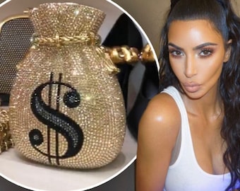 Hollywood Glam Crystal Money Bag Clutch — Celebrity Style, Red Carpet Shine