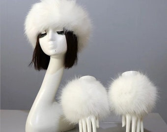 Luxurious Naked Faux Fur Top Hat Gift Box Set with matching Fur Cuffs - #1 Seller Must Have - Winter Glam - Cozy Holiday Gift for Her