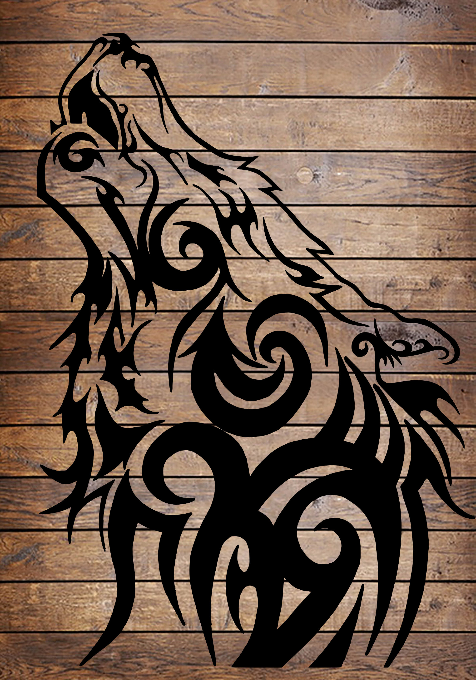Premium Vector  Tribal wolf head logo tattoo design stencil vector  illustration