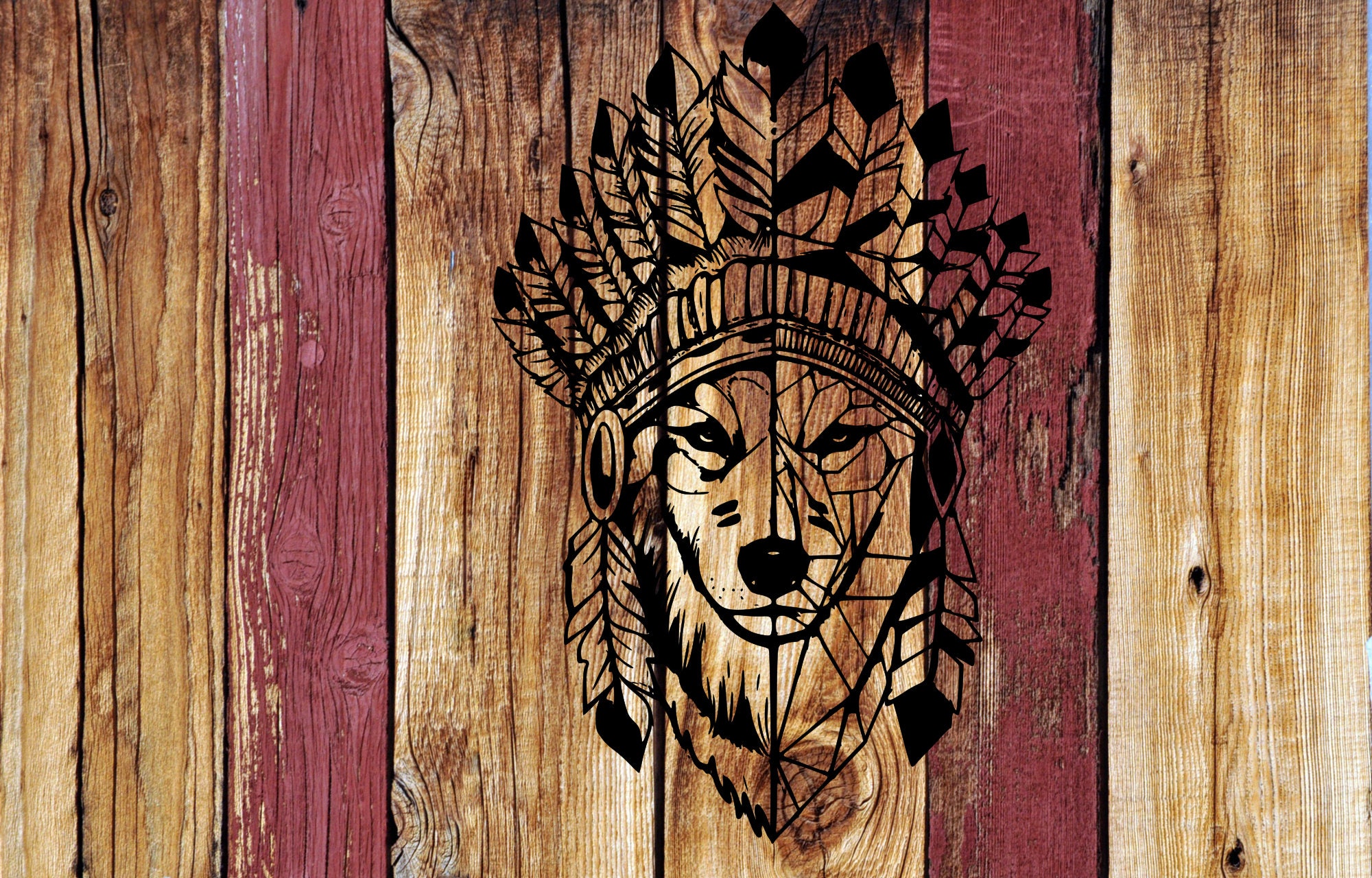 Native American Geometric Wolf design SVG/PNG Cricut Vinyl | Etsy