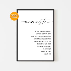 Namaste Print, Namaste Definition, Stampa motivazionale, Namaste stampabile, Home Office Art Wall, Home Decor