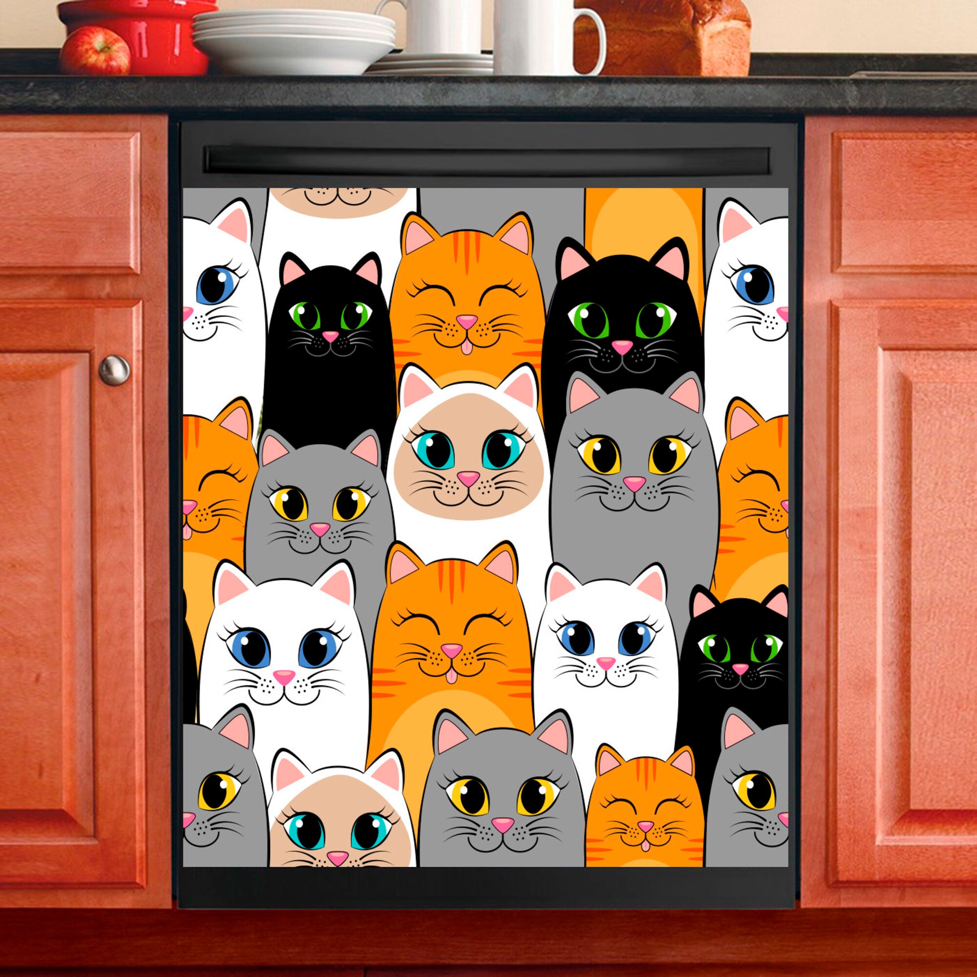 Discover Kitchen Decor Dishwasher  Cover Cats Pattern