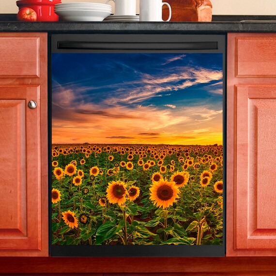 Kitchen Decor Dishwasher Cover Beautiful Sunflowers Etsy