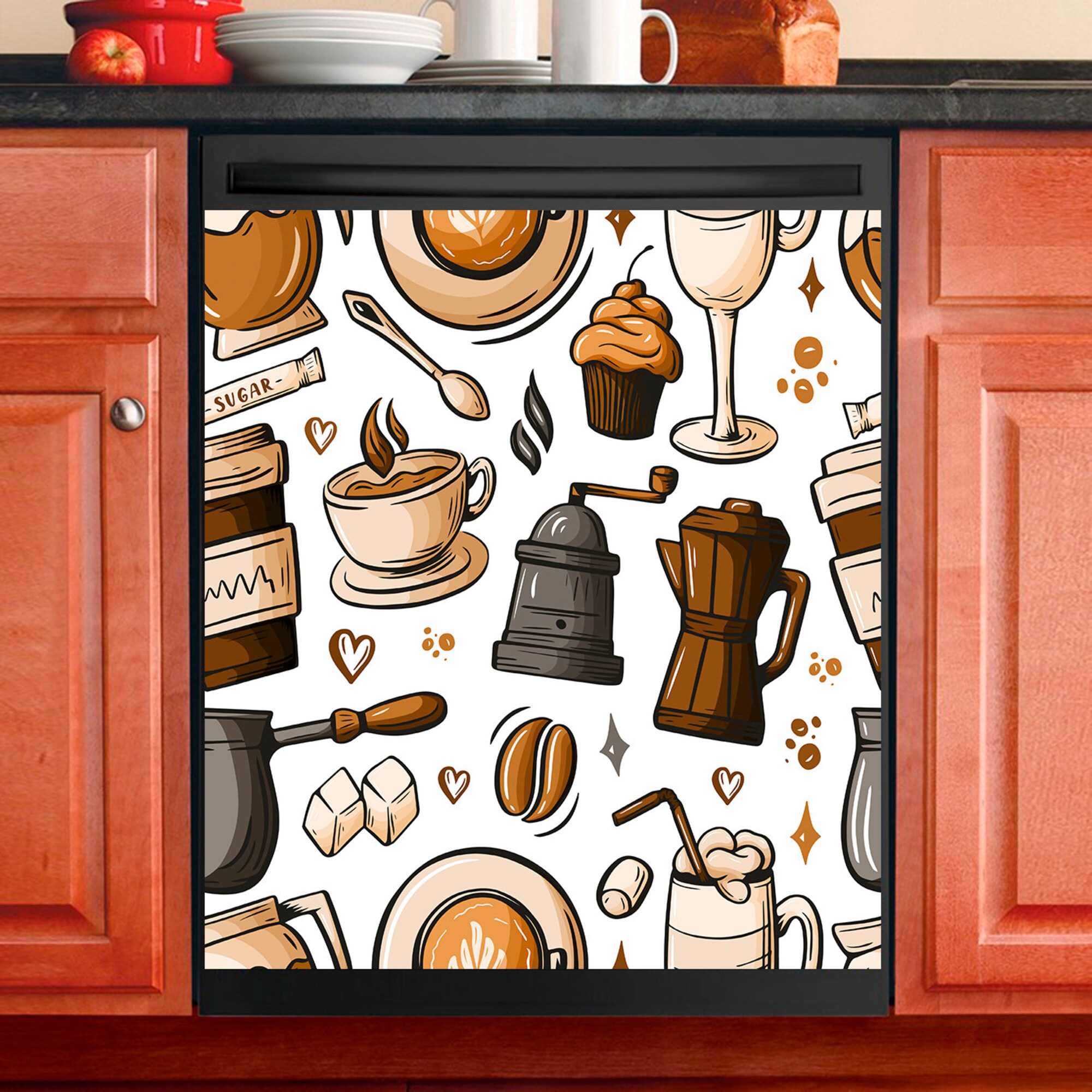 Coffee Pattern Dish washer Cover