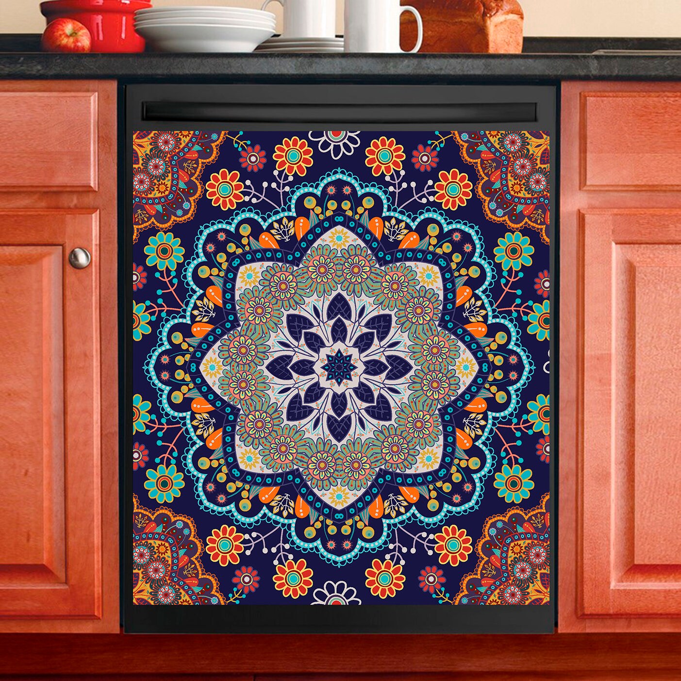 Cuisine Décor Dishwasher Magnet Cover Beautiful Ethnic Mandala